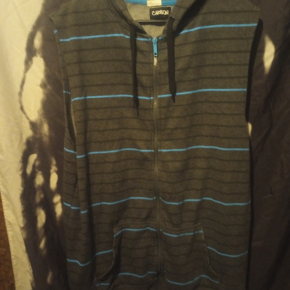 Old Navy Gray and Blue Zip Up Sweater